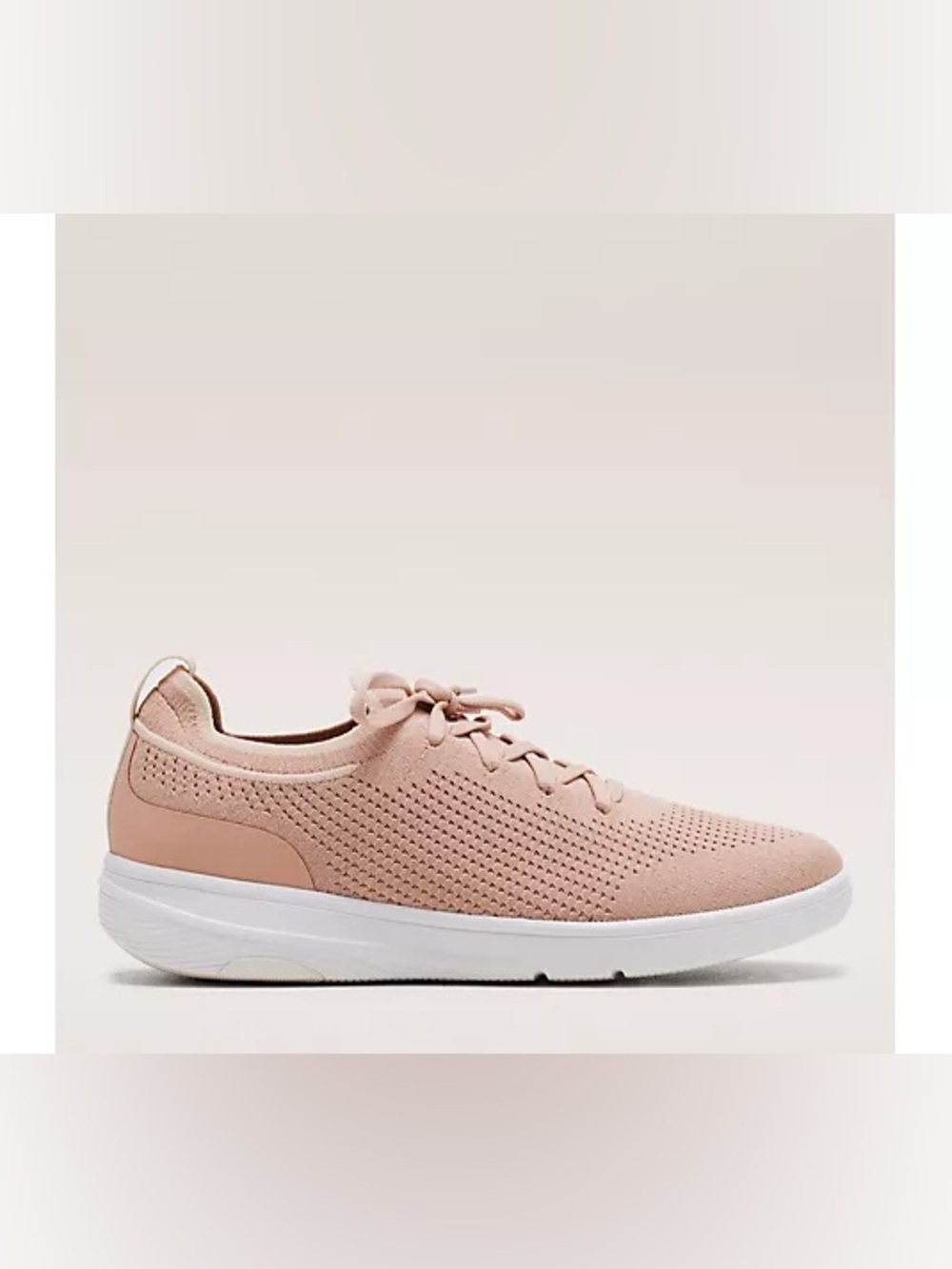 FITFLOP SUPER Q KNIT SLIP ON SNEAKERS BEIGE BUFF ROSE GOLD 6
